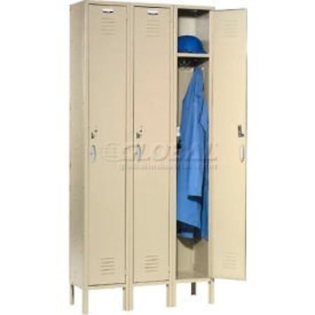 GLOBAL EQUIPMENT Capital    Single Tier 3 Door Locker, 12"Wx15"Dx72"H, Tan, Assembled 652139RN